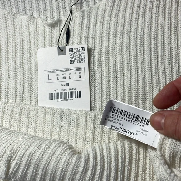 Zara size large ribbed white cap sleeve shirt - Picture 6 of 6